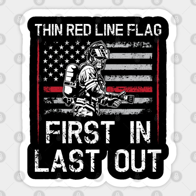 thin red line firefighter Sticker by Jandjprints